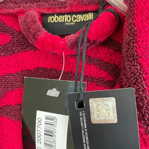 Roberto Cavalier Unisex Zebra Shawl Bathrobe Red Size XXL - Picture 6 of 15